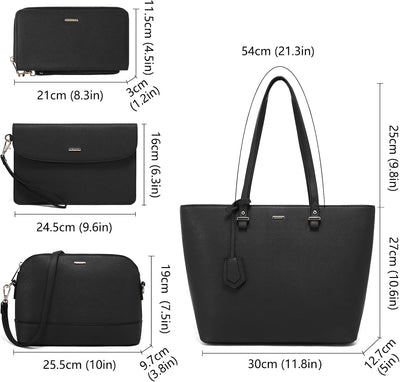 LOVEVOOK Handtaschen Damen Handtasche Schwarz Damen Shopper Tasche Set, elegant Schultertasche Umhän