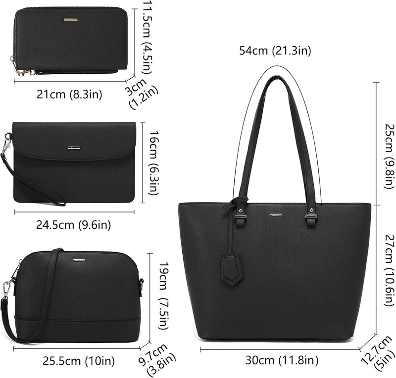 LOVEVOOK Handtaschen Damen Handtasche Schwarz Damen Shopper Tasche Set, elegant Schultertasche Umhän