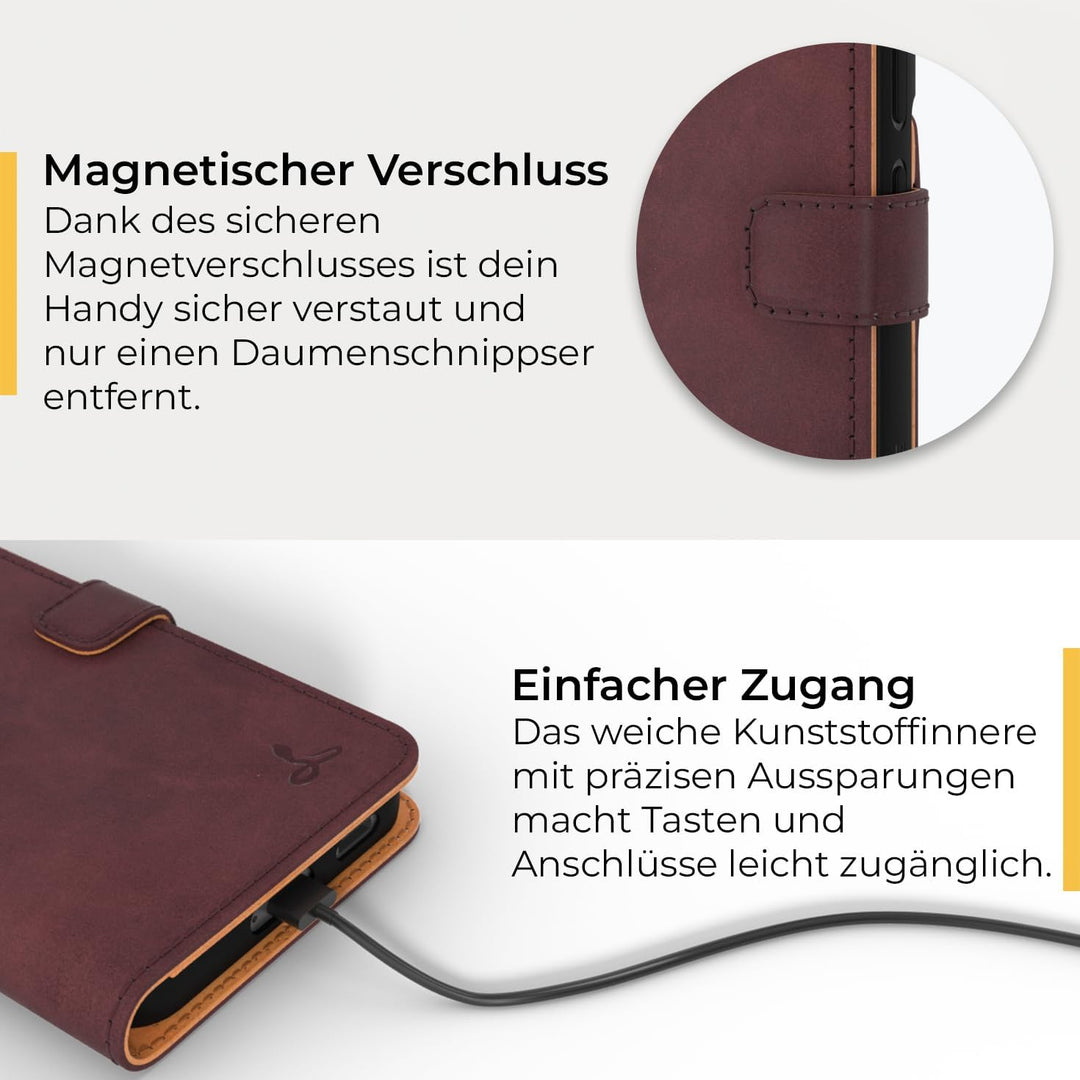 Snakehive Galaxy S22 Plus 5G Hülle Leder | Stylische Handyhülle mit Kartenhalter & Standfuss | Handy