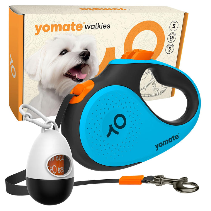 Automatische Hundeleine 5m Blau für Kleine Hunde bis 15kg – Leichte Rollleine mit Brems- & Stoppfunk