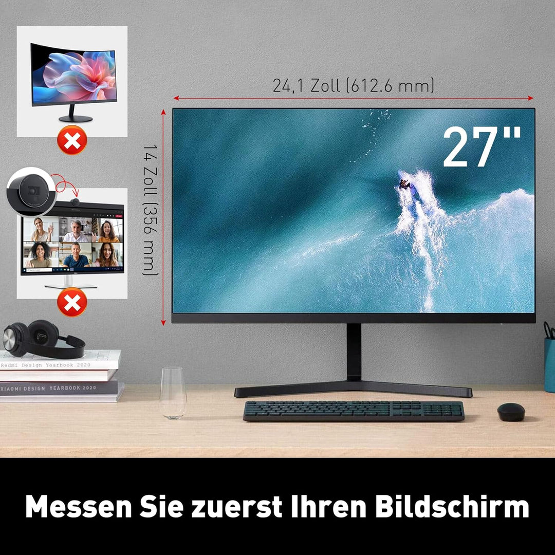 WVMNQO 27 Zoll Hängender Blickschutzfolie für Computermonitor mit 16:9, Hochtransparent und Nicht Ve