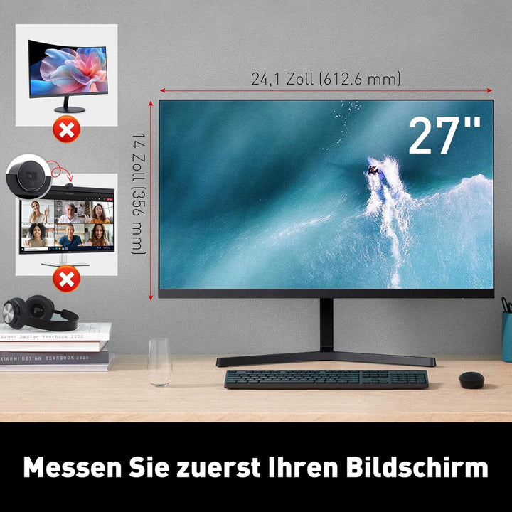 WVMNQO 27 Zoll Hängender Blickschutzfolie für Computermonitor mit 16:9, Hochtransparent und Nicht Ve