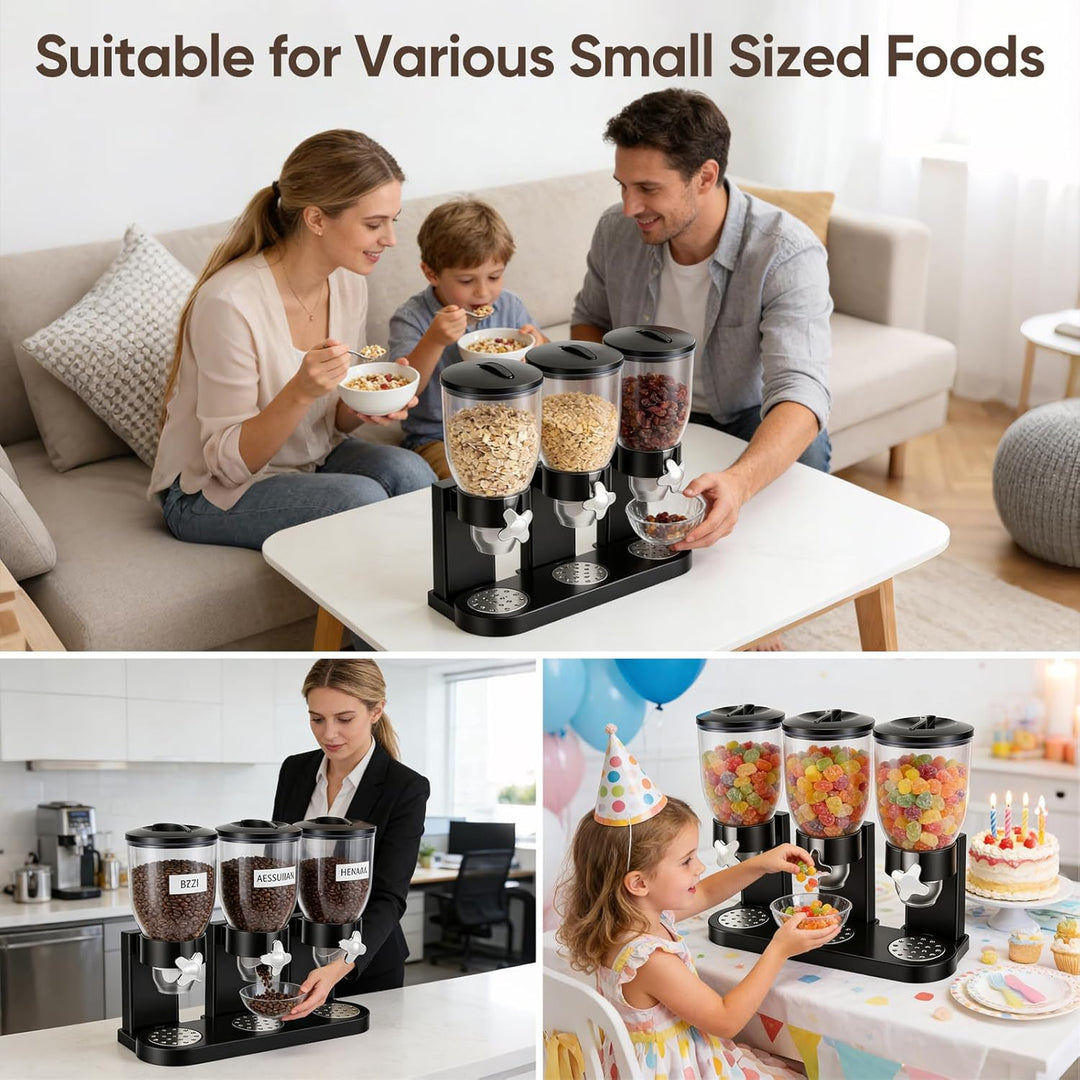 Cereal Dispenser Countertop 2L, Dreifacher Müslispender mit Drehverschluss 3er Set, Luftdichte Vorra