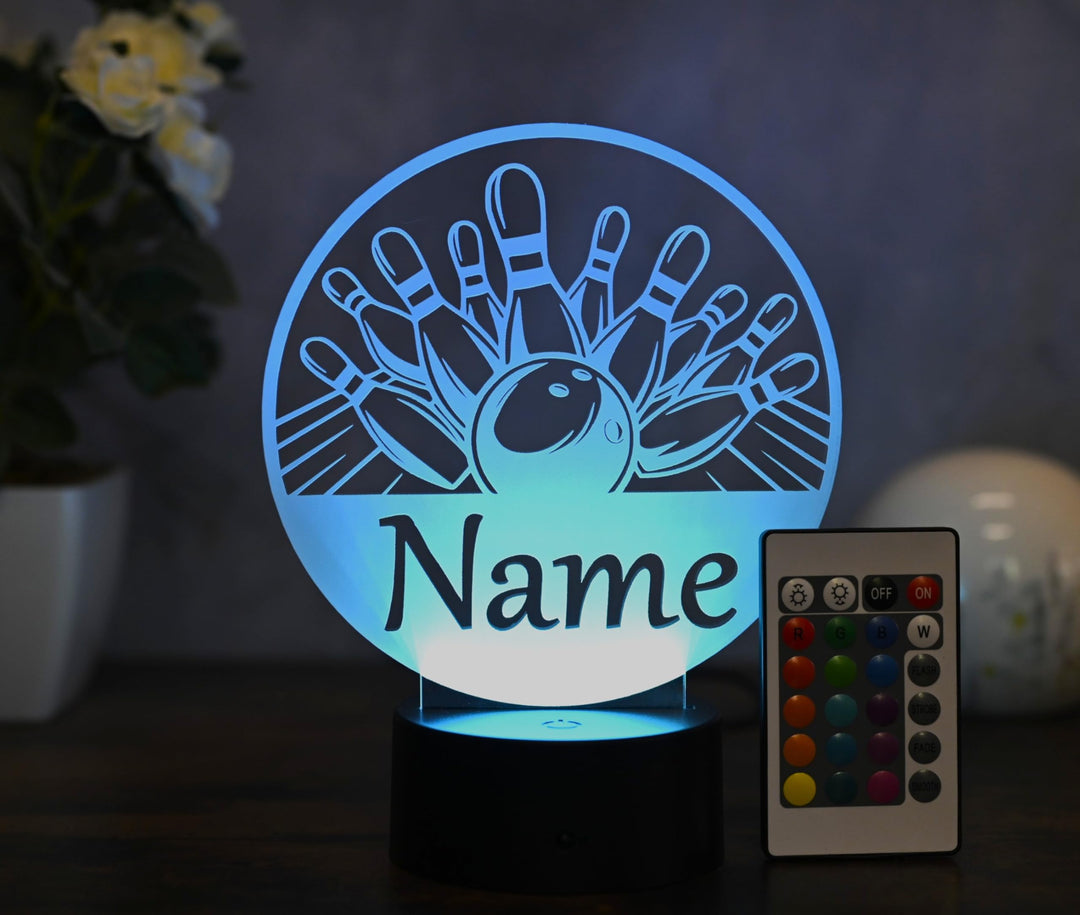 Personalisierte Bowling LED Lampe – Geschenk zum Geburtstag für Bowlingspieler & Fans Bowling Deko,