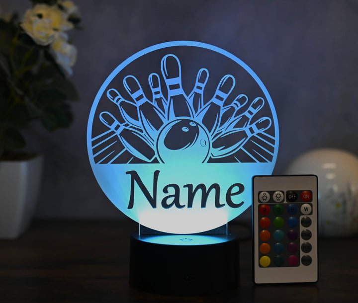 Personalisierte Bowling LED Lampe – Geschenk zum Geburtstag für Bowlingspieler & Fans Bowling Deko,