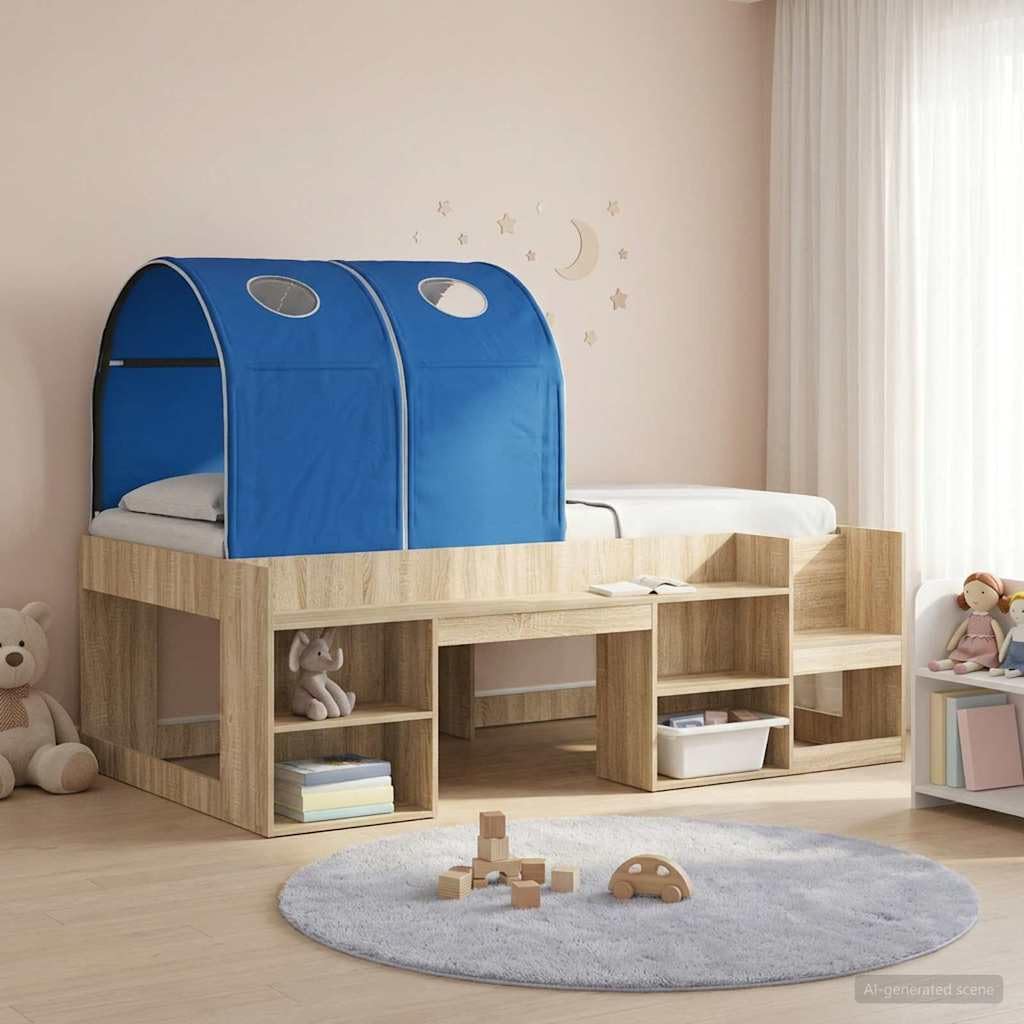 Bettunnel 2 Stück Blau aus Polyester 211 x 52,5 x 2 cm, modulares Schlafzimmer Zubehör mit Montage,
