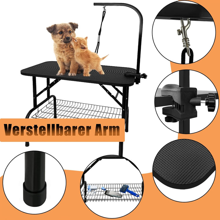 HENGMEI Trimmtisch für Hunde, Hundepflegetisch, Tierpflegetisch Schertisch mit Höhenverstellbarem Ga
