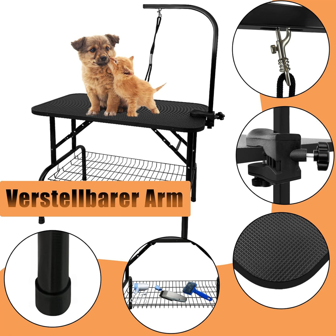 HENGMEI Trimmtisch für Hunde, Hundepflegetisch, Tierpflegetisch Schertisch mit Höhenverstellbarem Ga