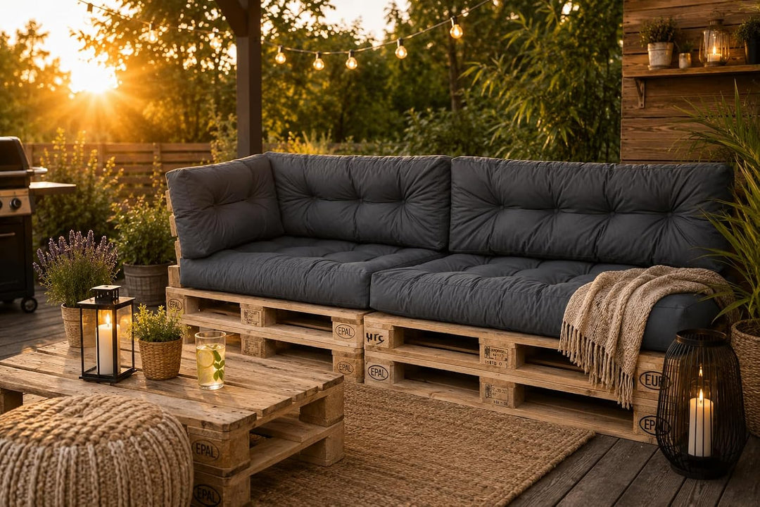 TexDeko® Garden halbes Palettenkissen 60x80x18cm Anthrazit | In- &amp; Outdoor, wasserabweisend, UV-best