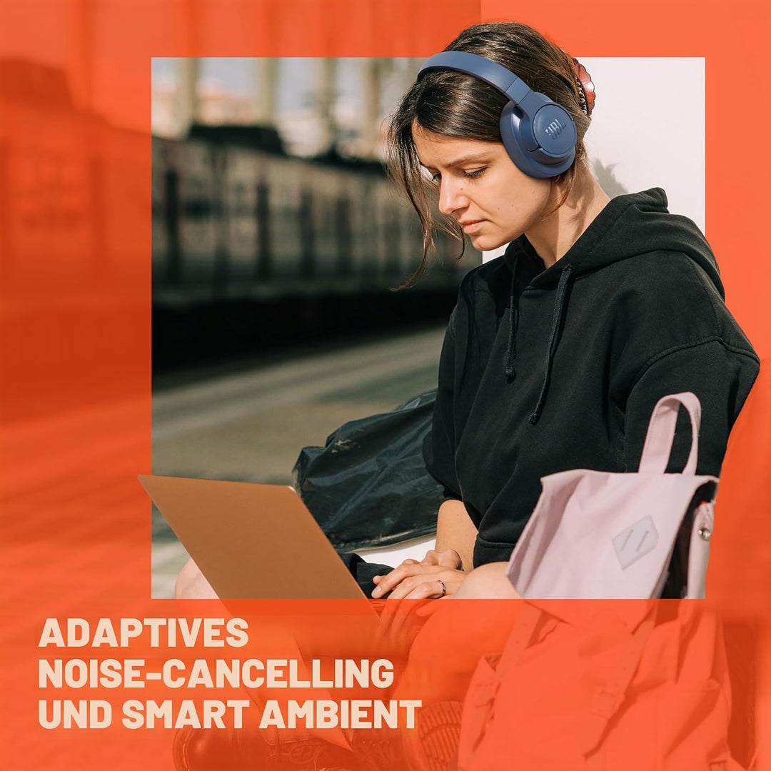 JBL Tune 770NC - Adaptive Noise Cancelling mit Smart Ambient Wireless Over-Ear Kopfhörer, Bluetooth