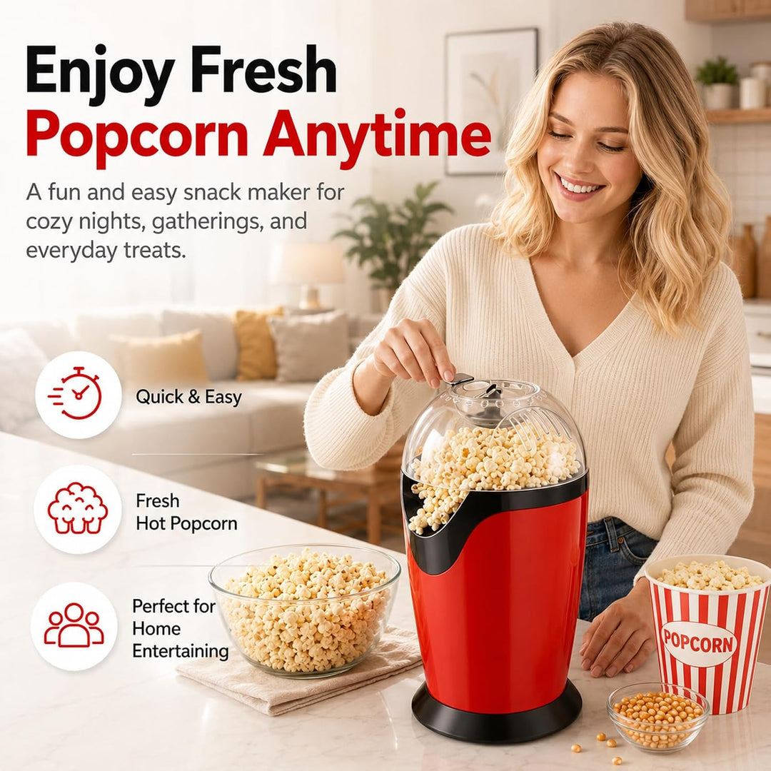 Popcornmaschine: HeissLuft Popcornmaschine 1200W, Selbstgemachte Popcorn Maker, Gesund&amp; Ölfrei, 2 Mi