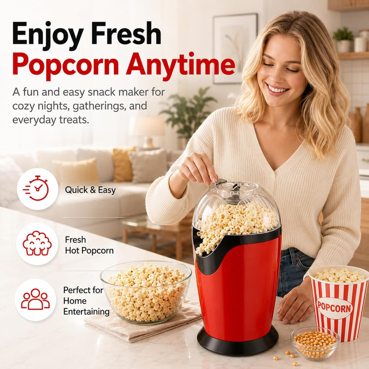 Popcornmaschine: HeissLuft Popcornmaschine 1200W, Selbstgemachte Popcorn Maker, Gesund&amp; Ölfrei, 2 Mi
