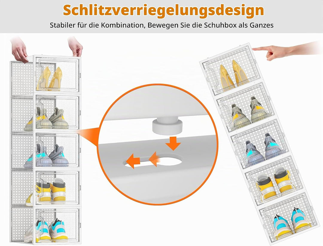 HOMIDEC Schuhboxen, 12er Pack Schuhboxen Stapelbar, Schuhorganizer Schuhaufbewahrung, Schuhkarton mi