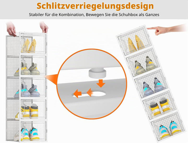 HOMIDEC Schuhboxen, 12er Pack Schuhboxen Stapelbar, Schuhorganizer Schuhaufbewahrung, Schuhkarton mi