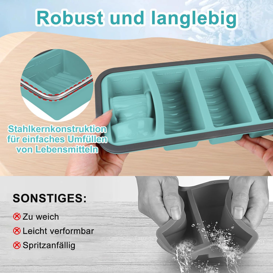 Gefrierbehälter Suppen Einfrieren Behälter Grosse Eiswürfelform 2Stk Silikon Eiswürfelform Mit Decke