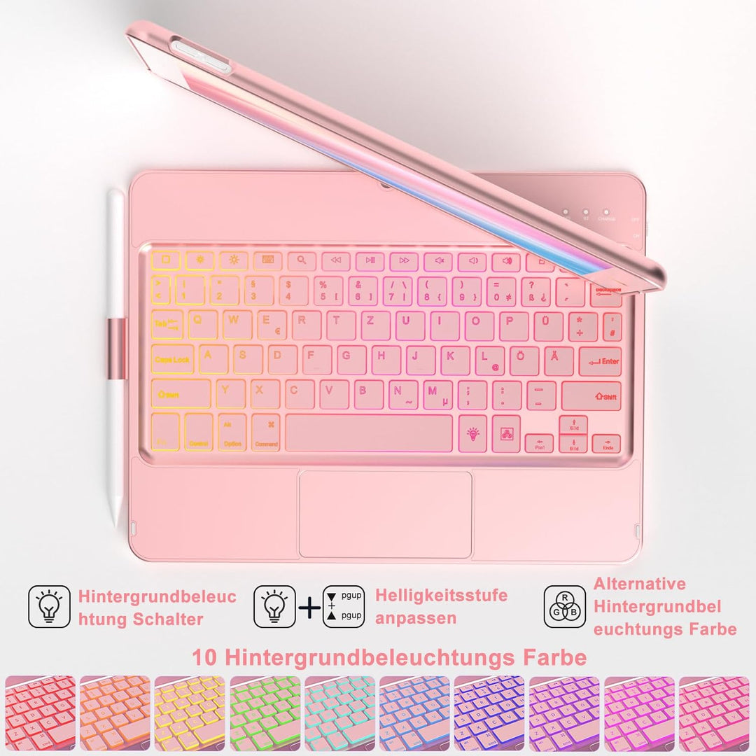 TQQ Tastatur Hülle für iPad 10.2 Zoll (7., 8. und 9. Generation) mit Präzisions-Trackpad, Notebook-ä