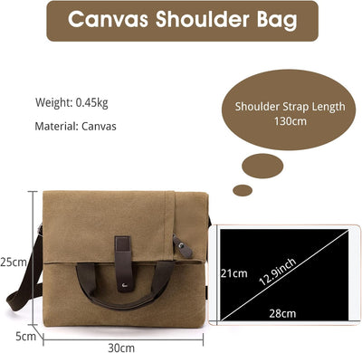 CORIOS Herren Umhängetaschen Canvas Schultertasche Casual Henkeltaschen Gross Schulterhandtasche Han