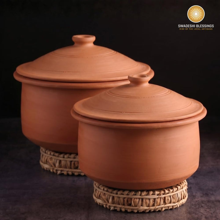 Swadeshi Blessings HandMade Exclusive Range Unglasierter irdener Kadai/Mud Handi/Mitti Ke Bartan/Ton