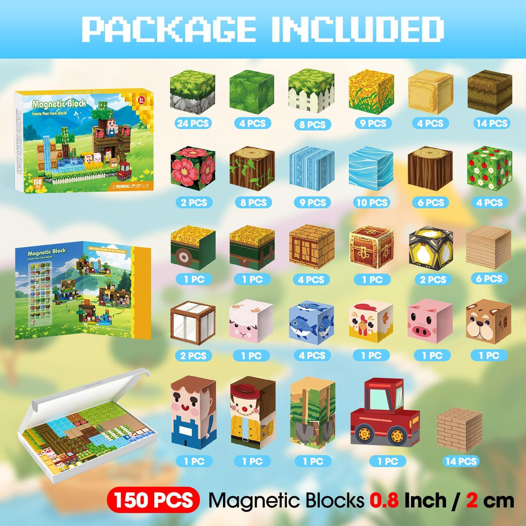 Magnetische Bausteine, Magnetische Bauklötze 150 PCS für 3+ Jahre, Magnetic Blocks Spielzeug-Sets fü