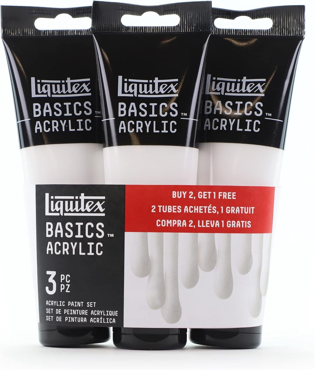 Liquitex 3699393 Basics Studio Acrylfarbe, 3 Farben in 118 ml Tuben aus hochwertige und beständige P