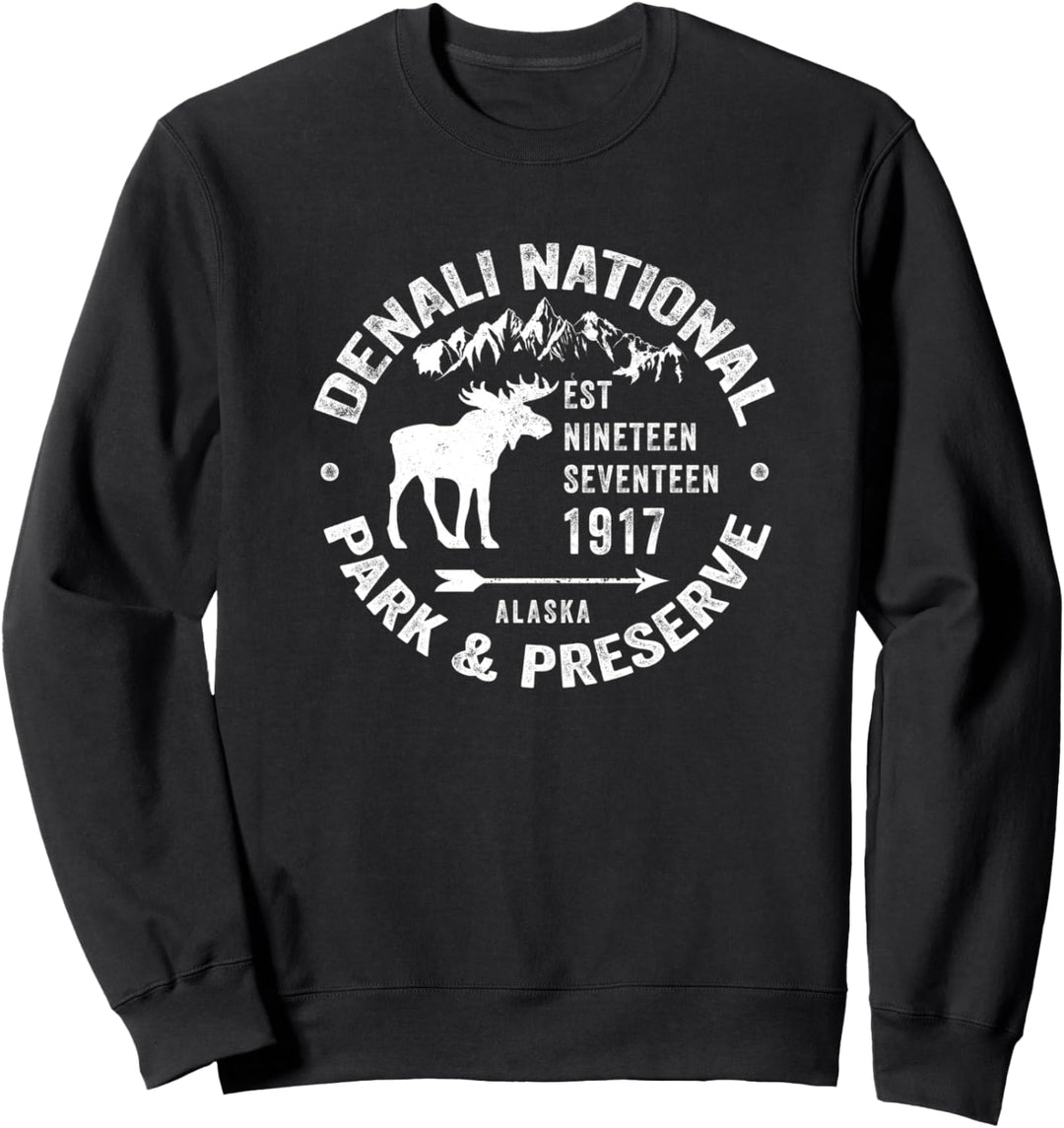 Denali National Park Alaska AK USA Moose Souvenir Novelty Sweatshirt