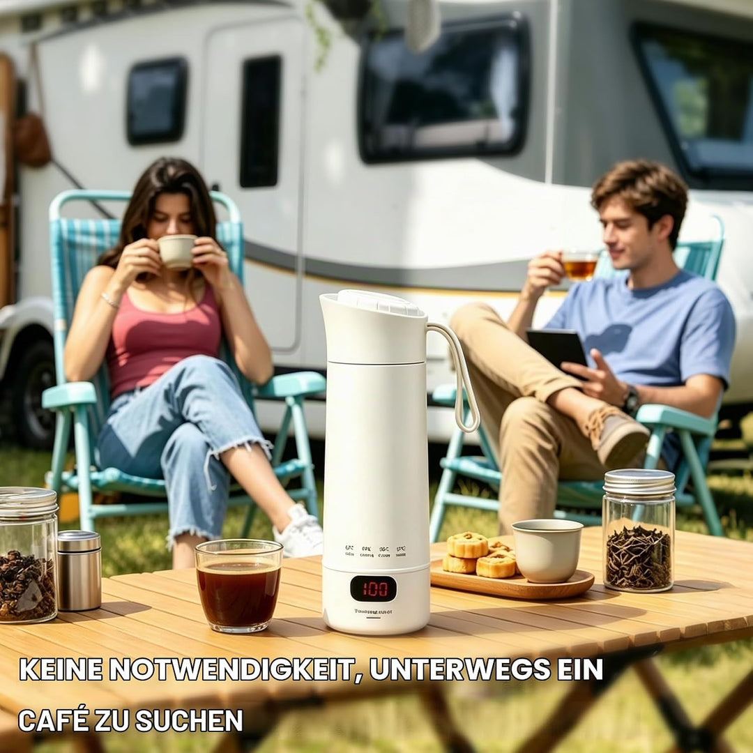 Reisewasserkocher Klein 400ml-4 Einstellbare Temperaturstufen Wasserkocher Reise von Tee Kaffee und