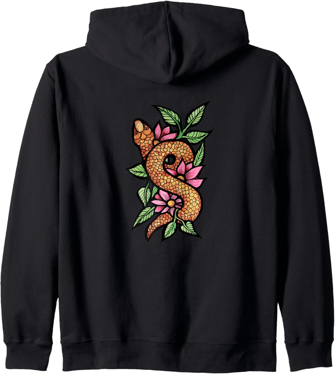 Floral Snake Pink Flowers Kunstwerk Kapuzenjacke
