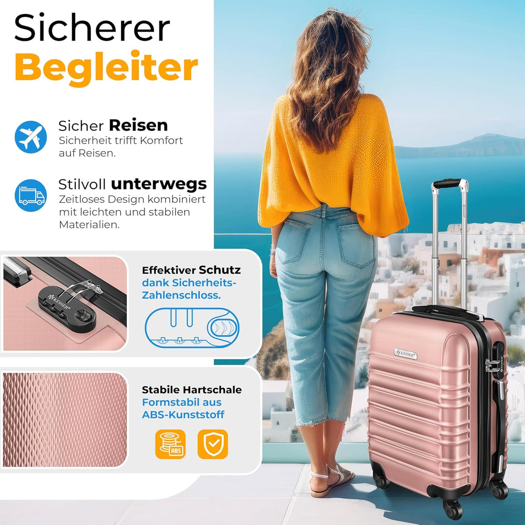 KESSER® Handgepäck Reisekoffer 55L Hartschalen-Koffer Inkl. Kofferwaage + Gepäckanhänger | Trolley G