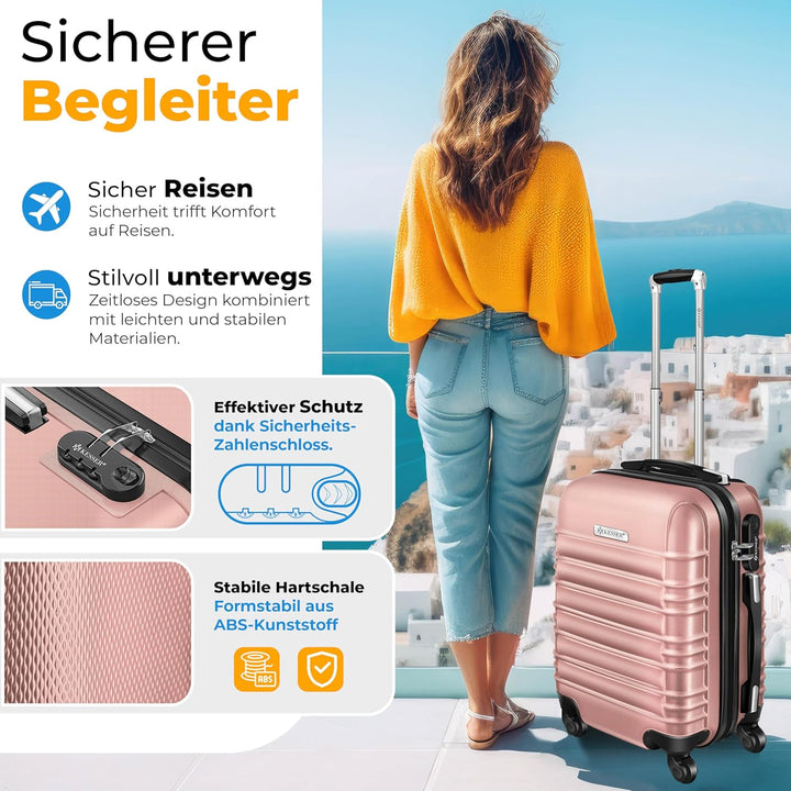 KESSER® Handgepäck Reisekoffer 55L Hartschalen-Koffer Inkl. Kofferwaage + Gepäckanhänger | Trolley G