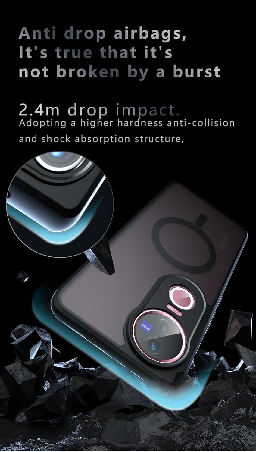 GIOPUEY Magnetische Handyhülle für VIVO V50/VIVO V50e Hülle, Case Kompatibel mit MagSafe, Matte PC Z