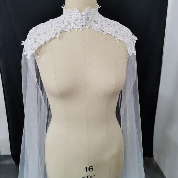 1 Stück Weisser Brautumhang Applikationen, Tüll, Hochzeitsumhang, Kathedrale, Langer Spitzenumhang,