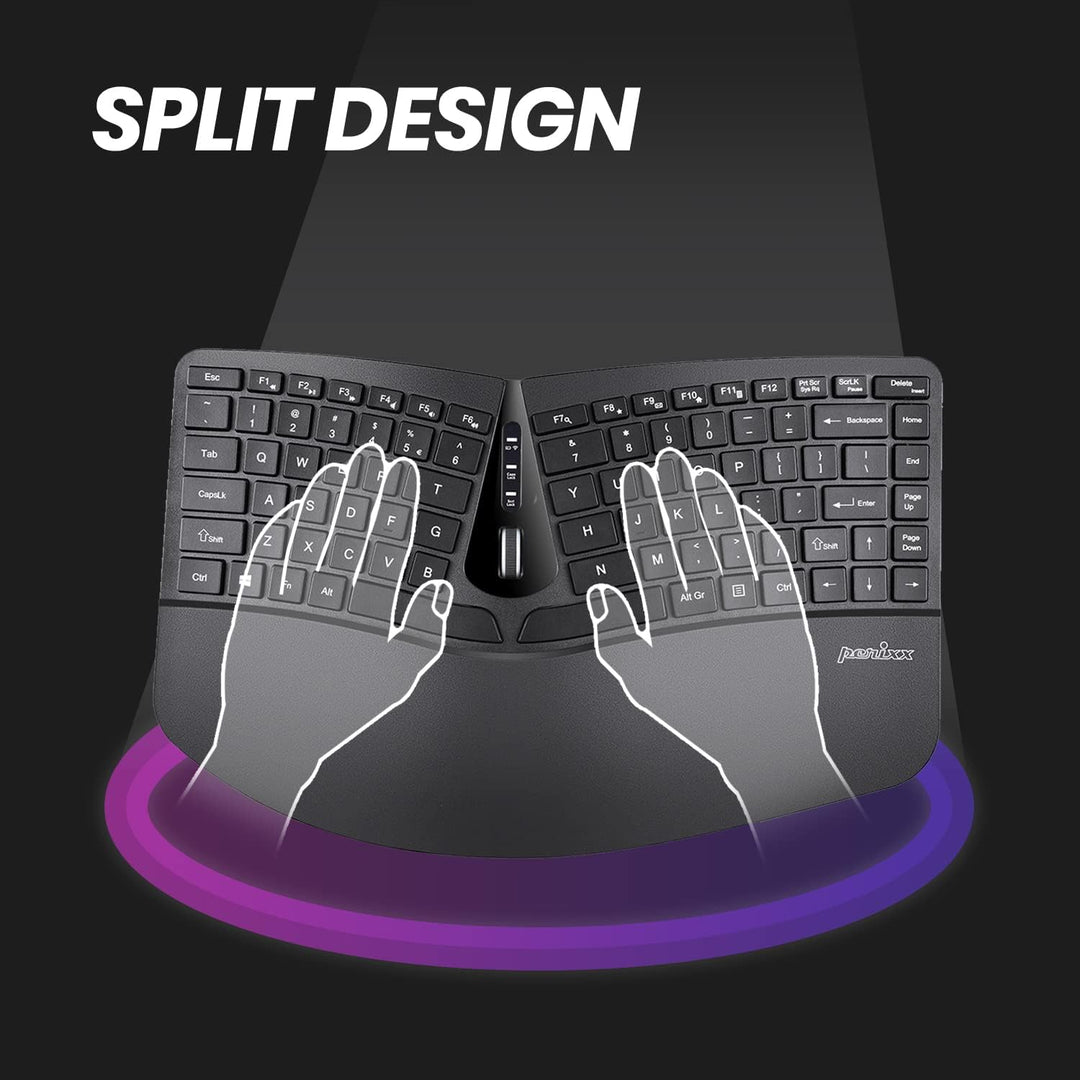 Perixx PERIDUO-606A, 3-in-1 Wireless Compact Ergonomic Keyboard mit vertikaler Maus und numerischem