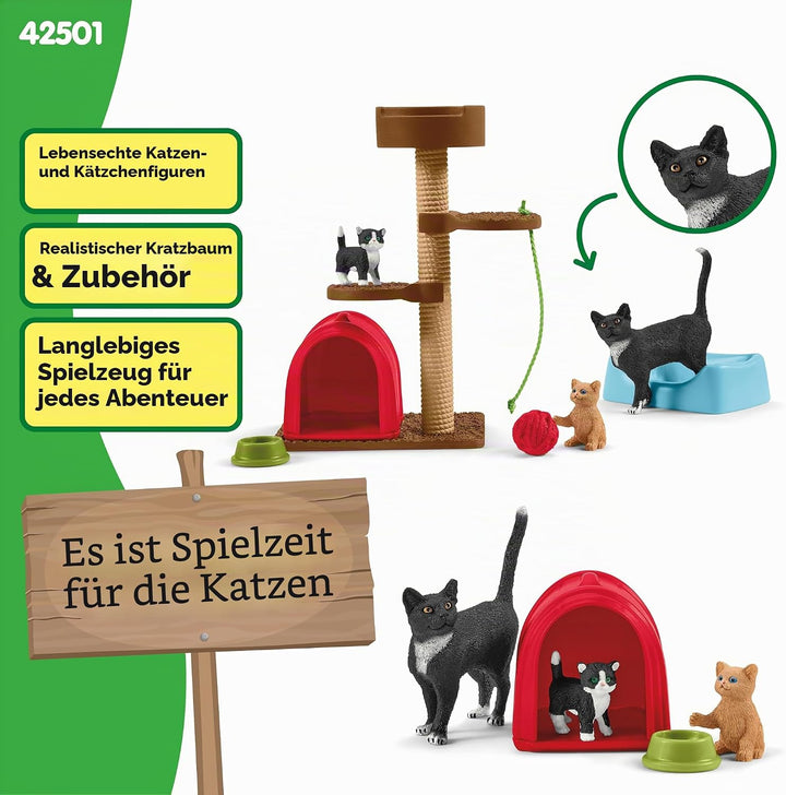 schleich 42501 Spielspass für niedliche Katzen, für Kinder ab 3+ Jahren, FARM WORLD - Spielset Singl