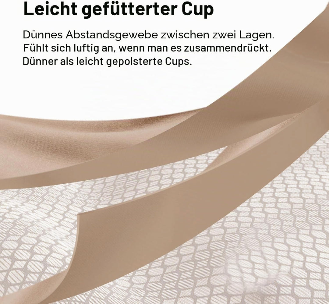 DELIMIRA Damen BH mit Bügel Nahtlose Vollschalen T-Shirt BHS Gepolstert Grosse Grössen 70D Beige, 70