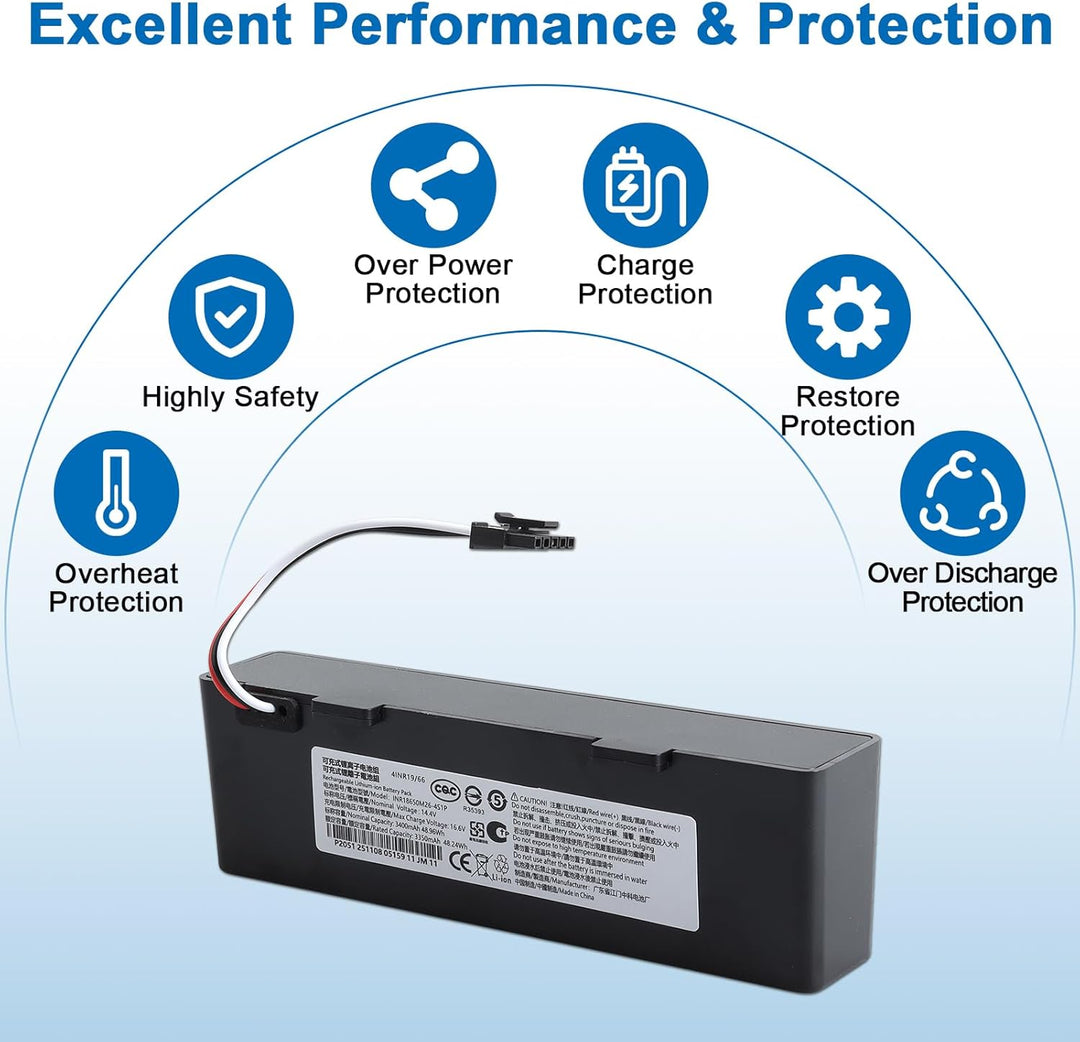 14.4V 3400mAh li-ion Akku für Xiaomi Mop 2S / Mop Pro/Mop P Roboter Staubsauger, Ersatzakku kompatib