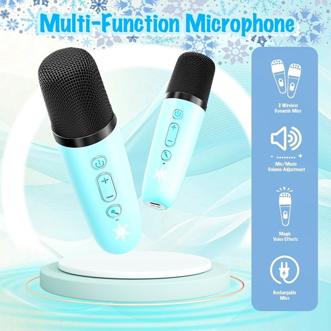 Karaoke Maschine Kinder, Mini Bluetooth Karaoke Anlage mit 2 Mikrofonen für 3 4 5 6 7 8 9 Jahre, Geb