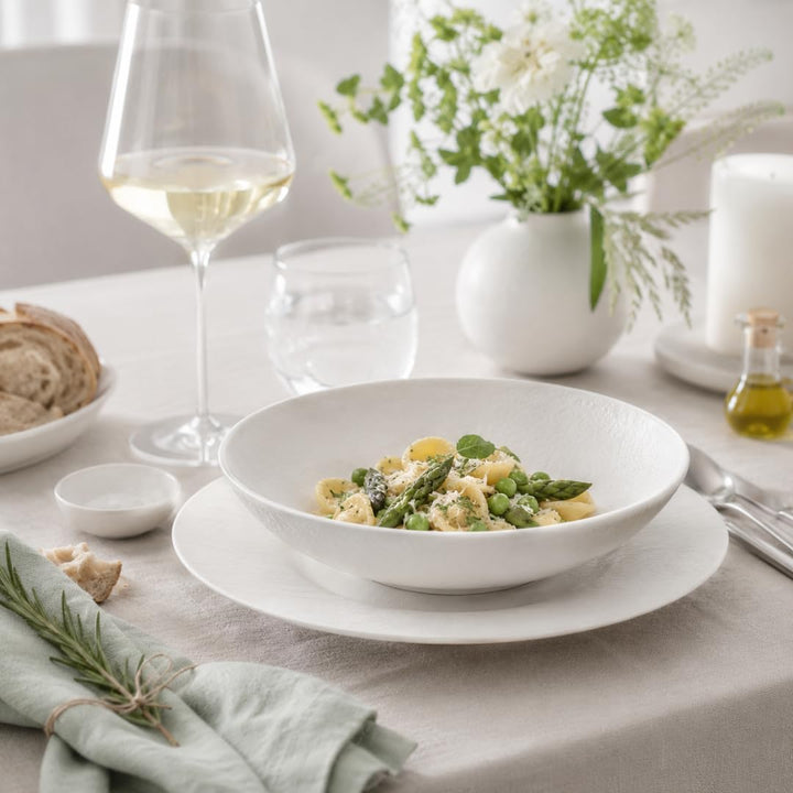 Villeroy und Boch Manufacture Rock Blanc Schale, 28,7 cm, Premium Porzellan, Weiss Weiss Schale tief