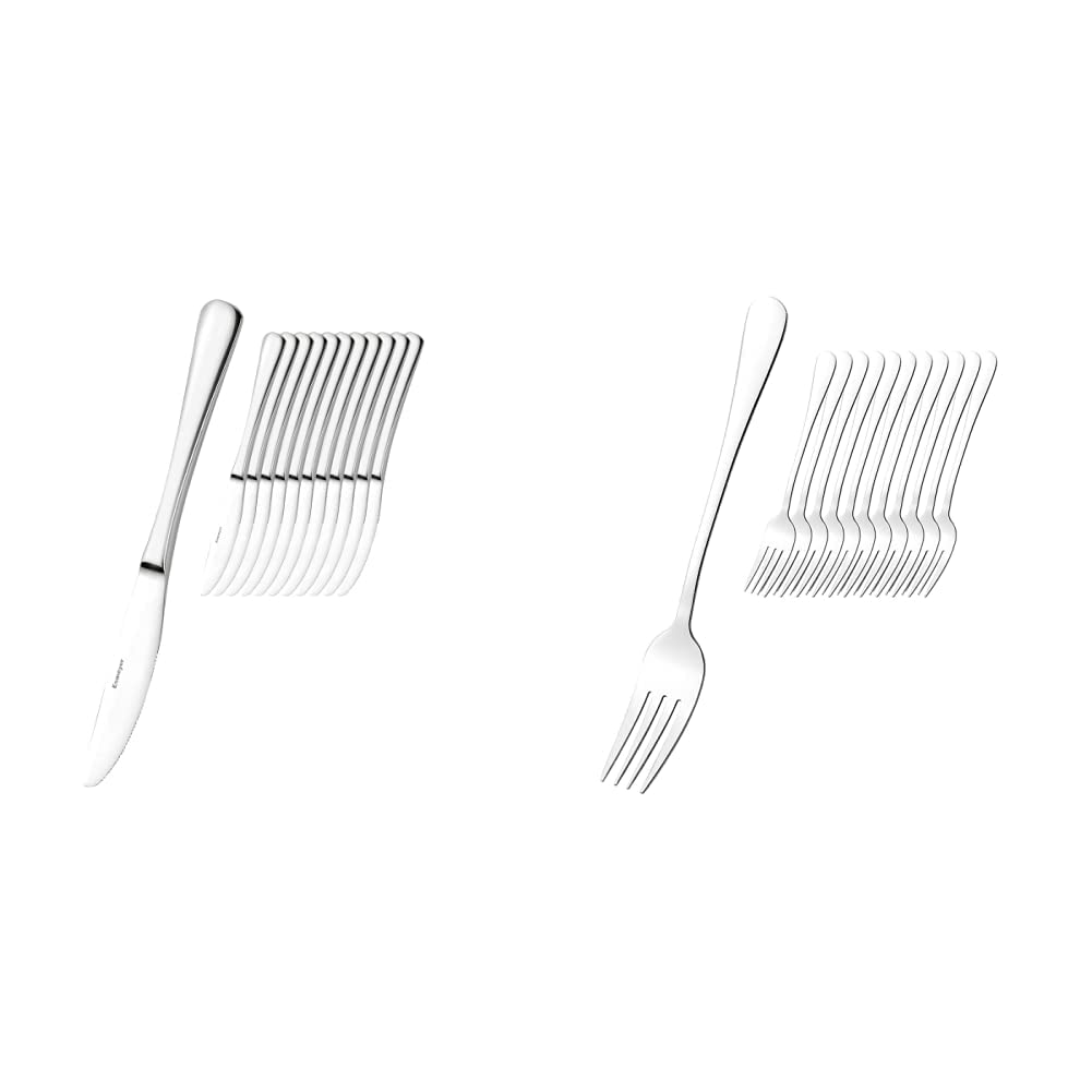 Esmeyer Messerset Sylvia, 12 TLG, 156-117, 13/0 Edelstahl hochglanzpoliert Bundle mit Gabel-Set, Bun