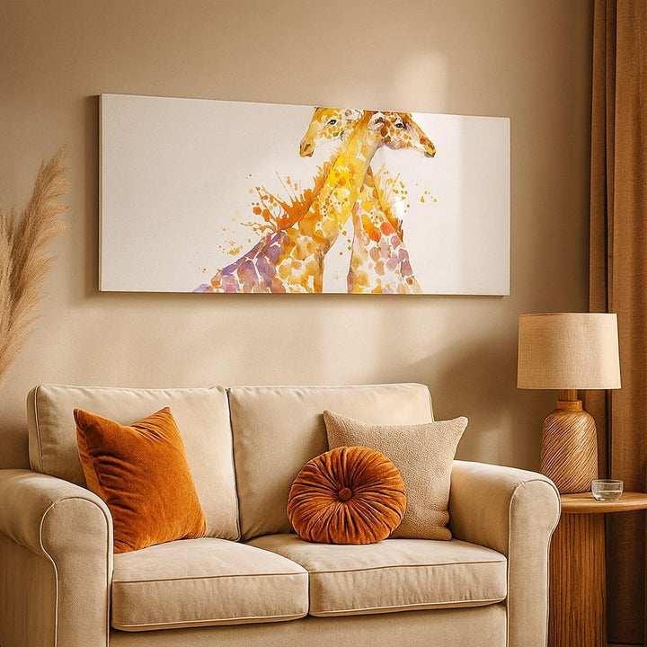 Wandbilder Dekoration Wohnzimmer Giraffen Tiere Kinder Safari Panorama Bilder auf Leinwand 120x50cm