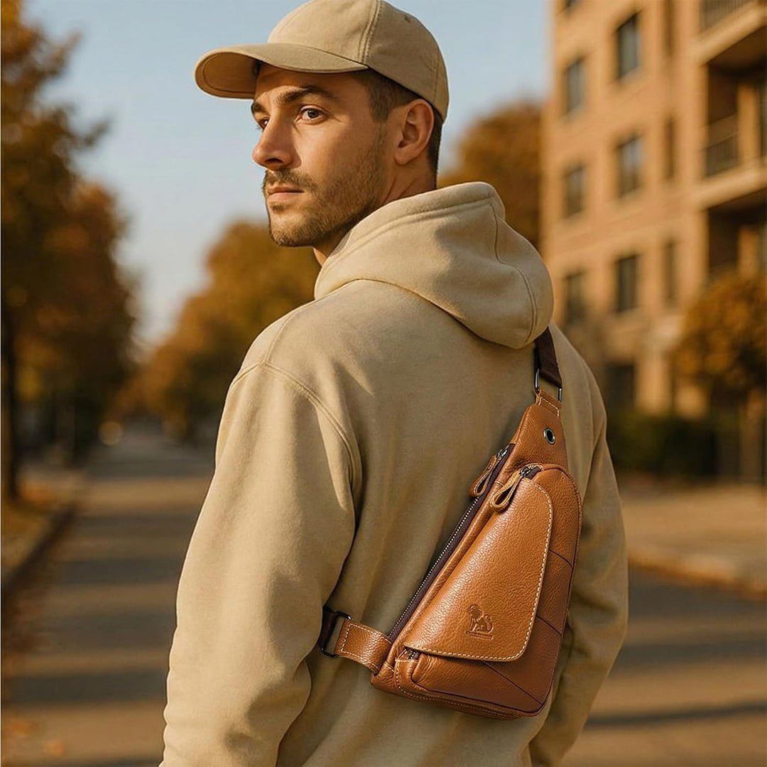 pundarika brusttasche herren leder Kleine umhängetasche herren sling bag Leder Crossbody bag Tasche