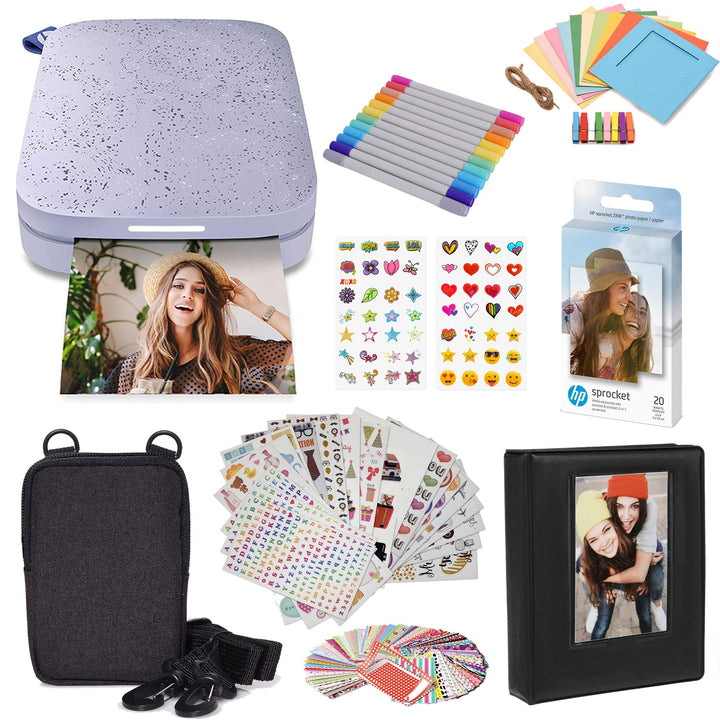 HP Sprocket Portable 2x3 Zoll Sofortbilddrucker (Lila) Starter-Kit Starterpaket Lila, Starterpaket L