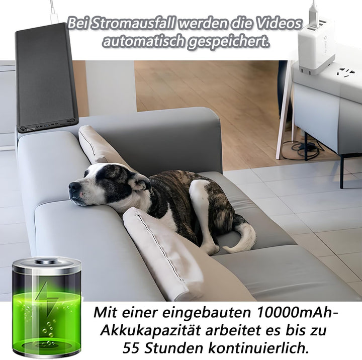 1080P HD Überwachungskamera – Ohne WLAN Direktaufzeichnung –Tragbare Kamera- 512 GB kompatibel – Inn