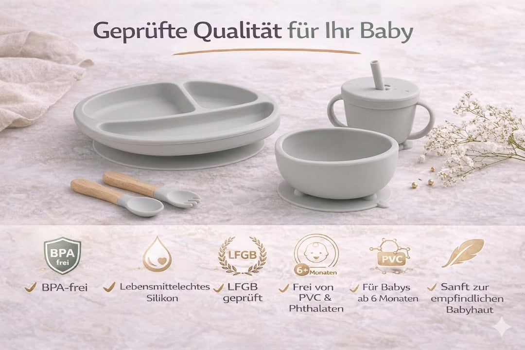 Eliano Sicheres & Rutschfestes Silikon Baby-Geschirrset - 6-teilig | Perfekt für die Beikosteinführu