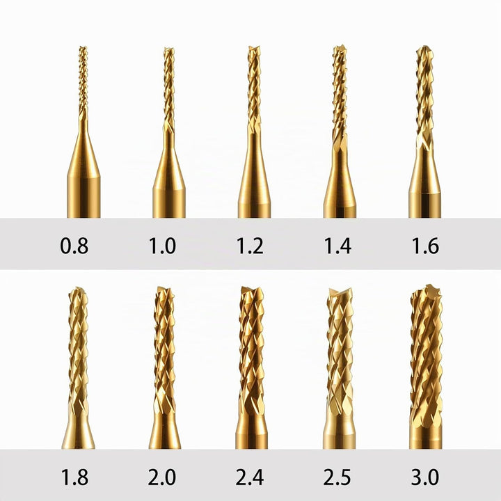 10 Stücke Hartmetall Schaftfräser, 1/8 Schaft Titan Coat CNC Fräser Stückchen Fräser Schnitzsatz, St