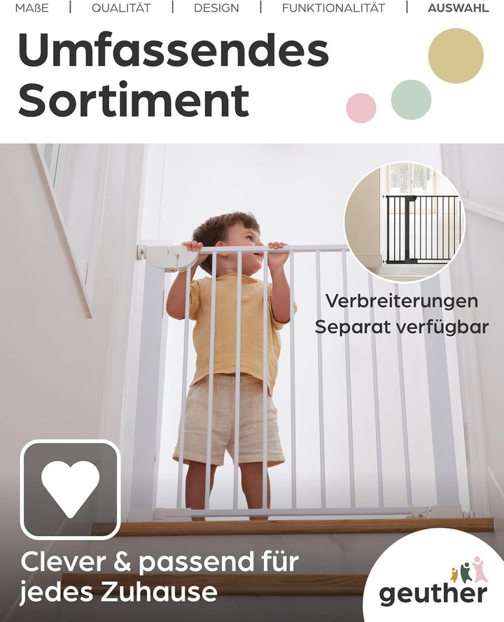 Geuther Türschutzgitter Easylock Flatstep Schwarz I Treppenschutzgitter zum Klemmen oder Bohren I Br