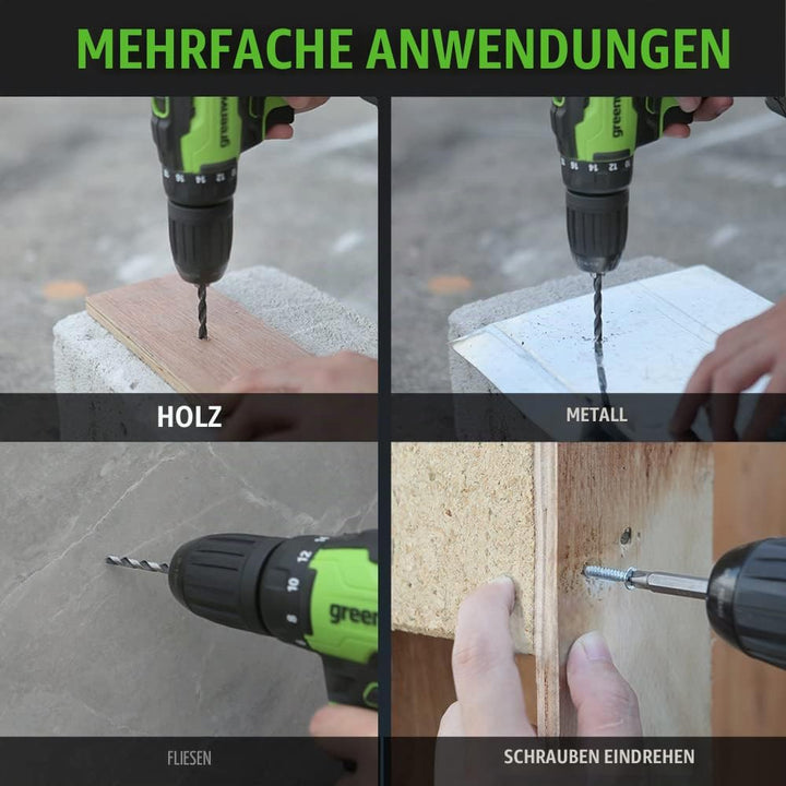 Greenworks 24 V Akku-Bohrschrauber, 35 Nm, Bürstenloser Motor, 18 Stufen Drehmomentstufen, 13 mm-Boh