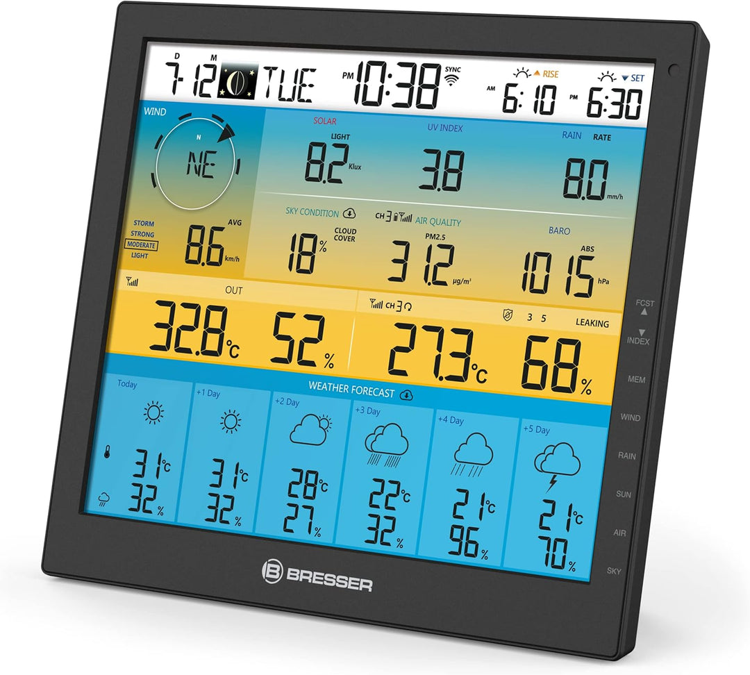 Bresser Wetterstation Funk Mit AuÃŸensensor 7-in-1 Solar WLAN 4CAST Mit 6-Tages-Wettervorhersage Und