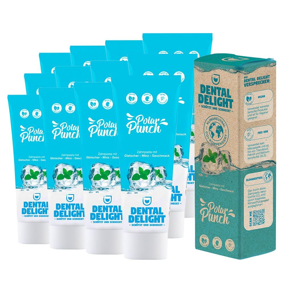 DENTAL DELIGHT Polar Punch Zahnpasta, Vegane Zahnpasta mit Geschmack, Zahncreme (Minze, 12er Pack)