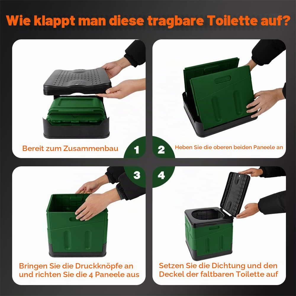 FIAMER Camping Toilette folding toilet camping toilet with lid mobile toilet with lid split toilet o