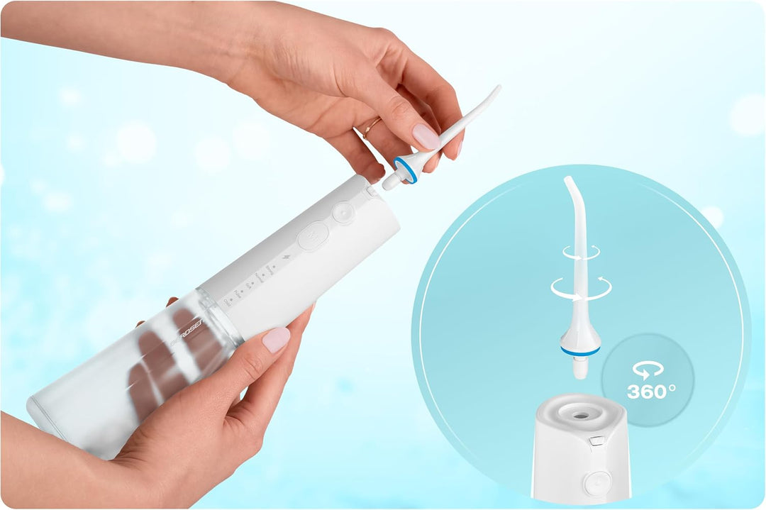 Berdsen Munddusche - Kabellos - Akkubetrieben - Wasserdicht - Tragbar - 5 Aufsätze 5 Modi - 300 ml W